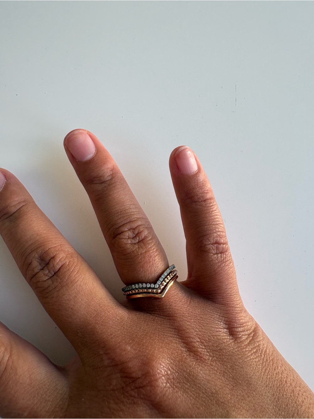 Pandora 3 Piece Stacked V-Shape Ring Set Size 56